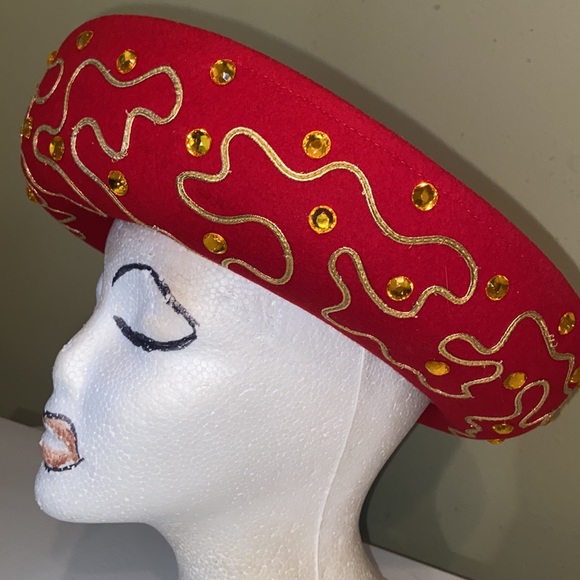 Really Cute Red Church Dress Hat by Deborah of N Y
